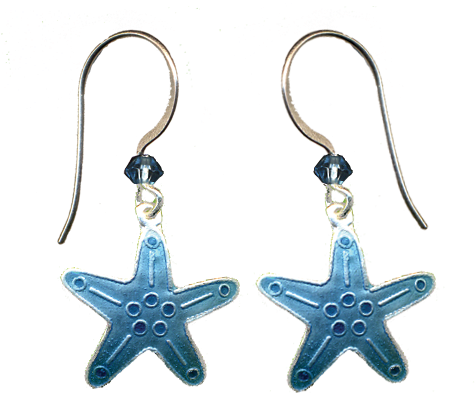 Light Blue Sea Star Earrings By Bamboo Jewelry - Earring (900x900), Png Download