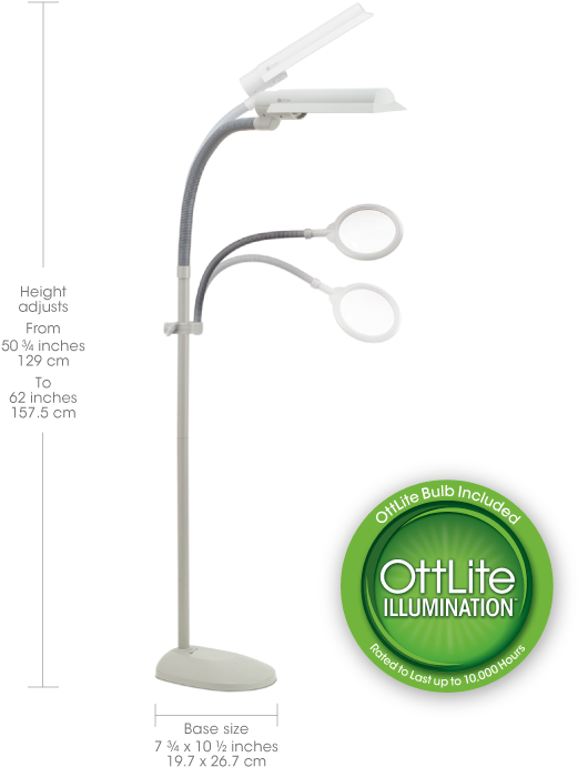 Ottlite Easyview Floor Lamp - Ott-lite Truecolor Craft Plus Lamp-dove Grey (700x700), Png Download