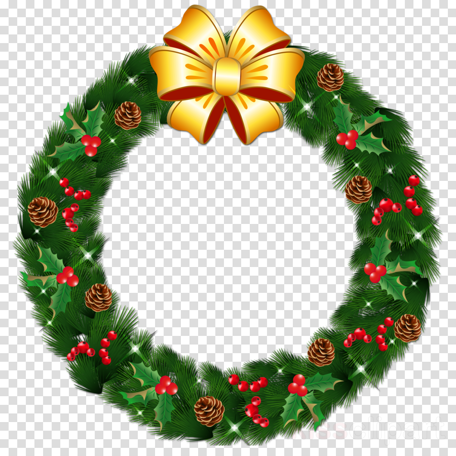 Transparent Christmas Wreath Clipart Wreath Christmas - Christmas Wreath Clipart Transparent Background (900x900), Png Download