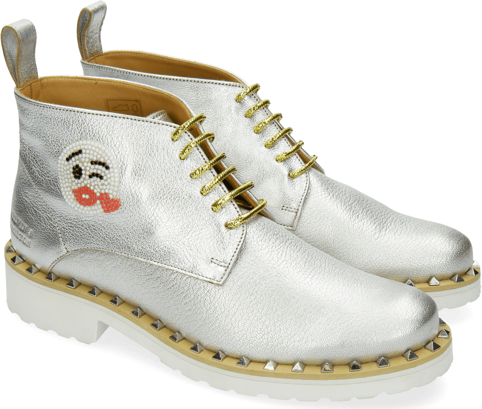 Ankle Boots Bonny 9 Cherso White Silver Emoji Kiss - Melvin & Hamilton (1024x1024), Png Download