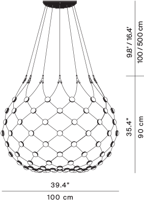 Available Models - Luceplan 5961 Mesh D86 Led Pendelleuchte (533x800), Png Download