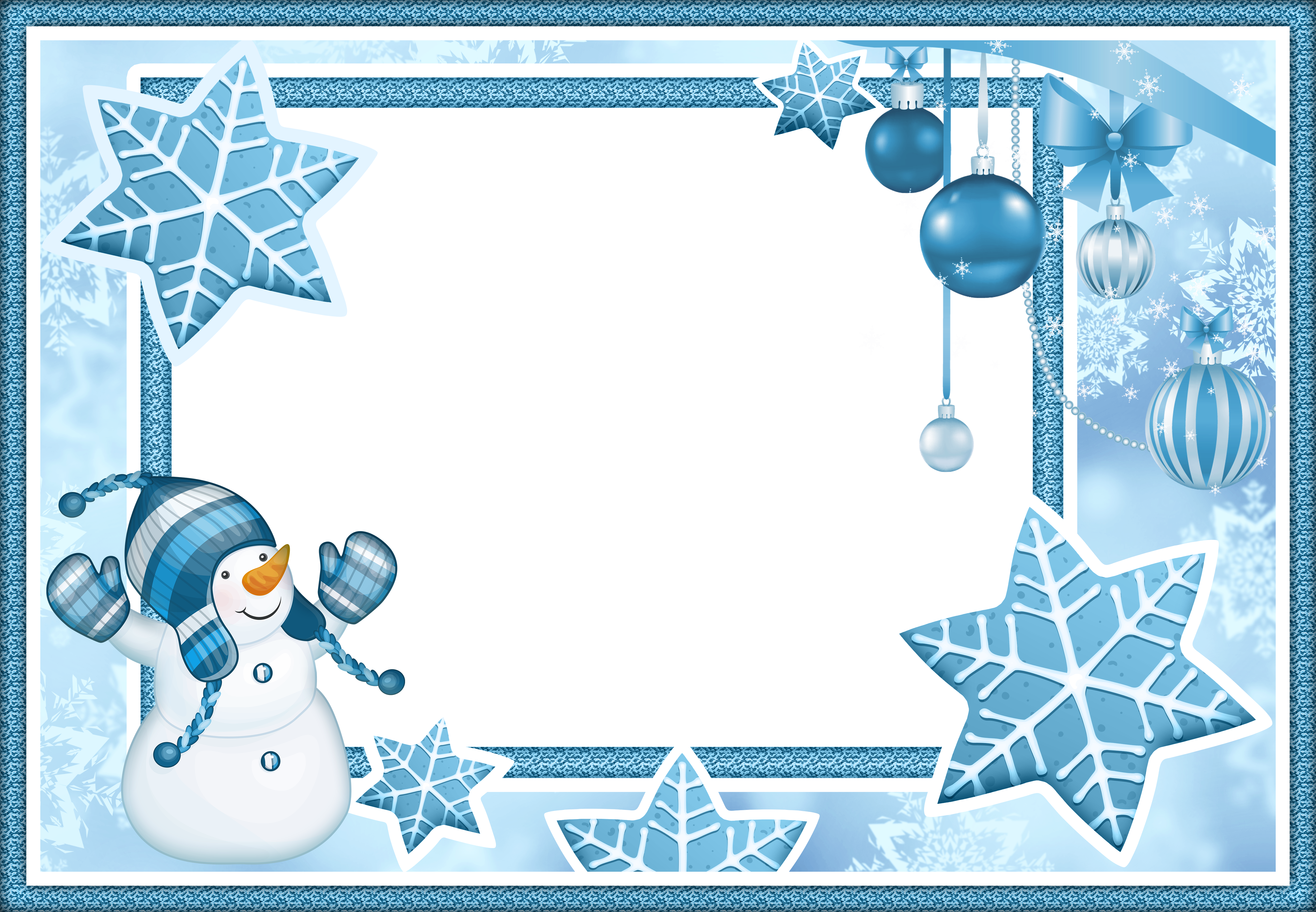 Snowman Christmas Frames (5000x3466), Png Download