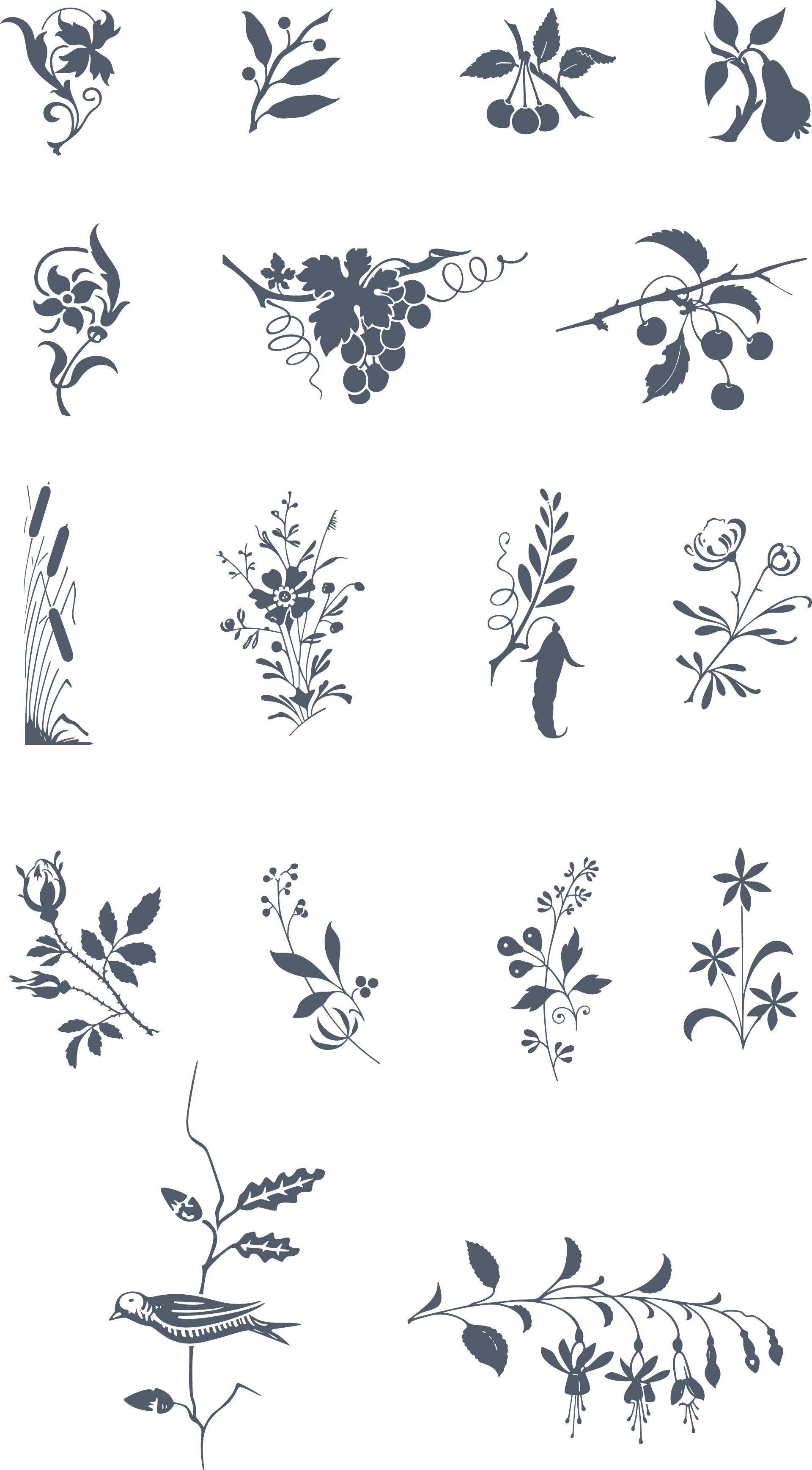 A Somptuous Selection Of Floral And Romatic Ornaments, - Motif (1920x3472), Png Download