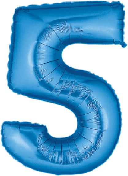 #5 Blue Jumbo Metallic Balloon - Betallics Megaloon Number 5 Blue Balloon (650x640), Png Download