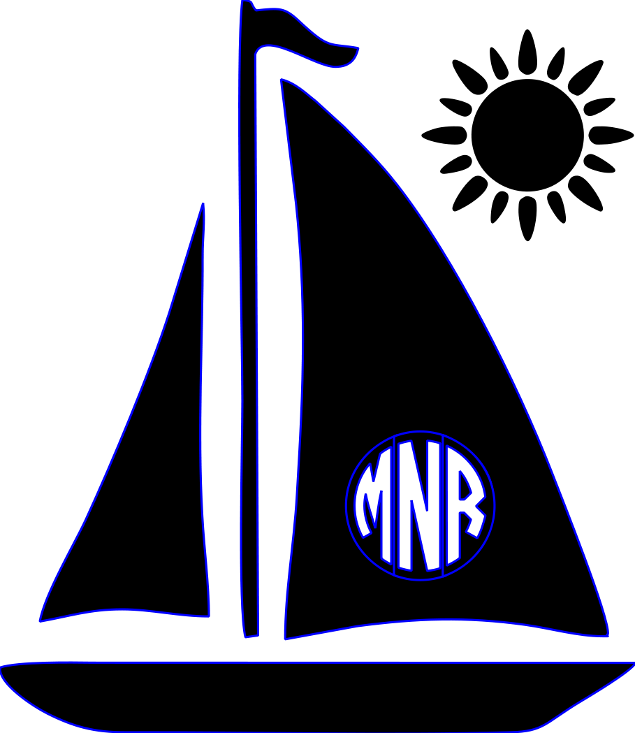 Personalize Tumblers, Ramblers And Growlers Powder - Sailboat Monogram Decal (909x1049), Png Download