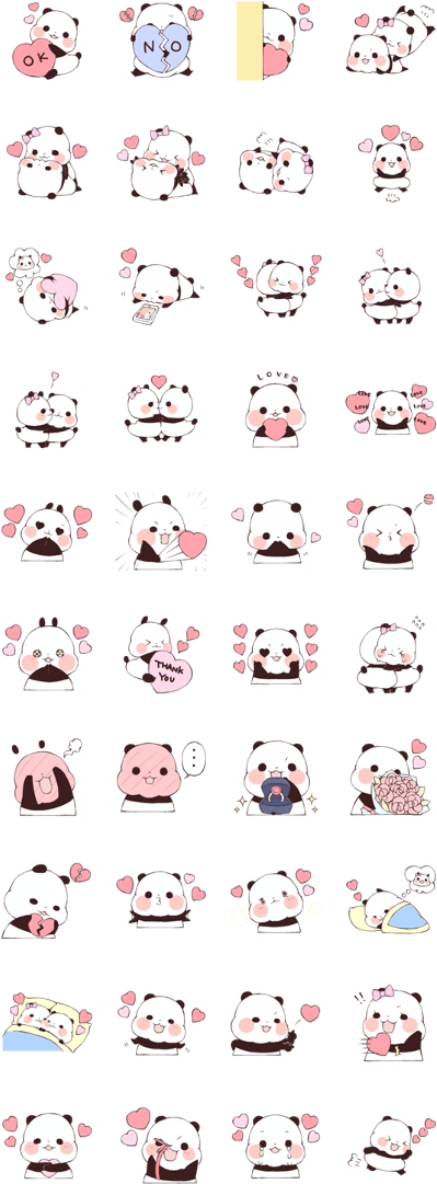 Love Love Yururinpanda Sticker Kawaii Doodles, Cute - Sticker (420x1121), Png Download