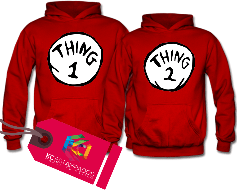 Polerones De Enamorados Thing 1 & Thing - Thing One And Thing Two Dr. Seuss Shirts, Dr. Seuss, (1000x1000), Png Download