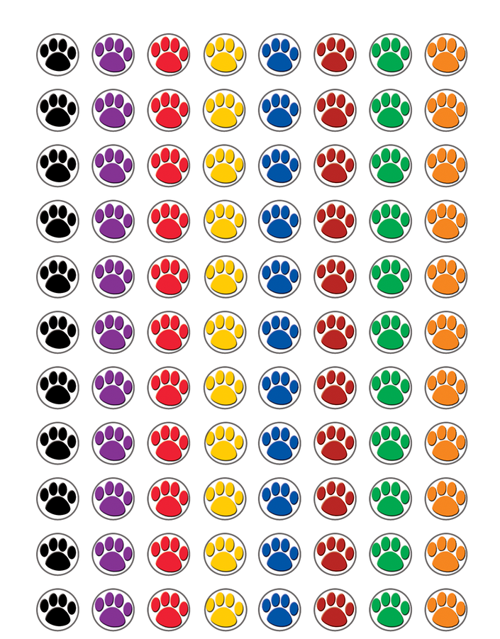 Colorful Paw Prints Mini Stickers Alternate Image A - 20 Pack Teacher Created Resources Colourful Paw Prints (900x900), Png Download