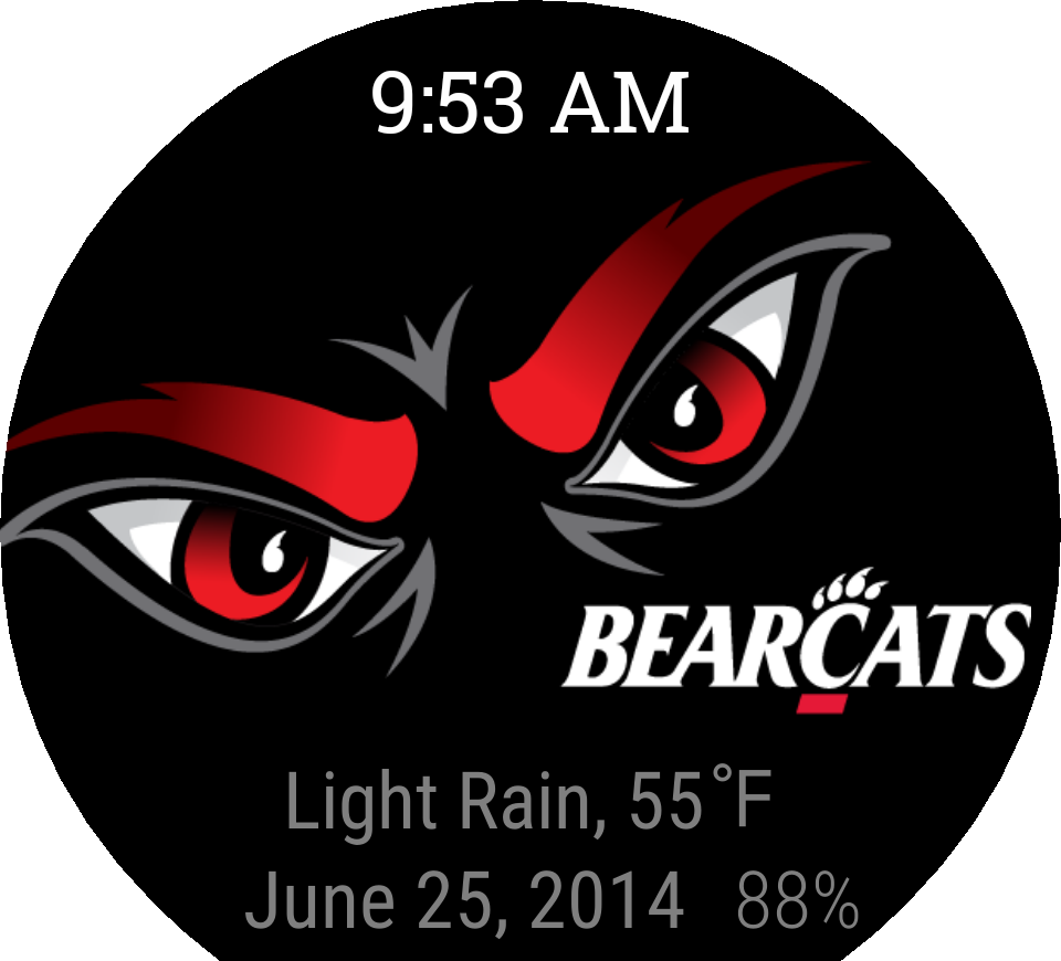 Bearcats 'eyes' Watch Face Preview (960x870), Png Download