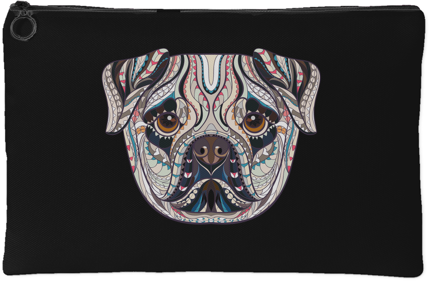 Ethnic Collection Accessory Pouch - Ipad Mini Case Black Patterned Pug Dog Lover (1024x1024), Png Download