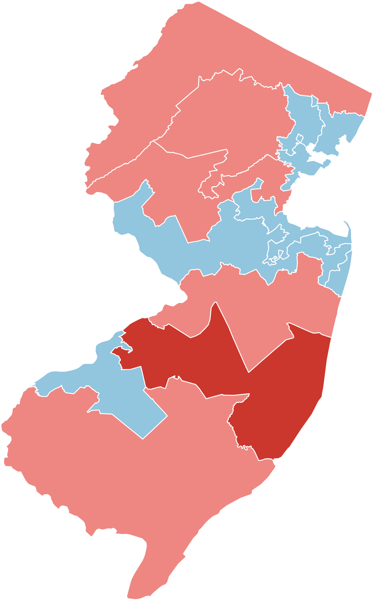 2010 United States House Of Representatives Elections - Simple Map Of New Jersey (1498x2480), Png Download