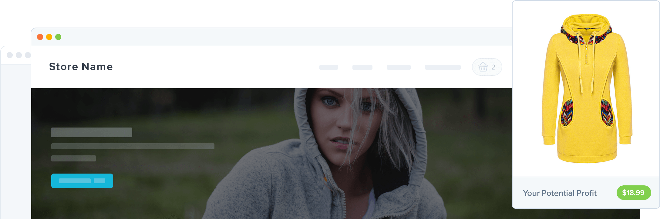 Dropshipping Hoodies - Fashionmia Color Yellow Drawstring Zips Printed Pocket (2280x740), Png Download