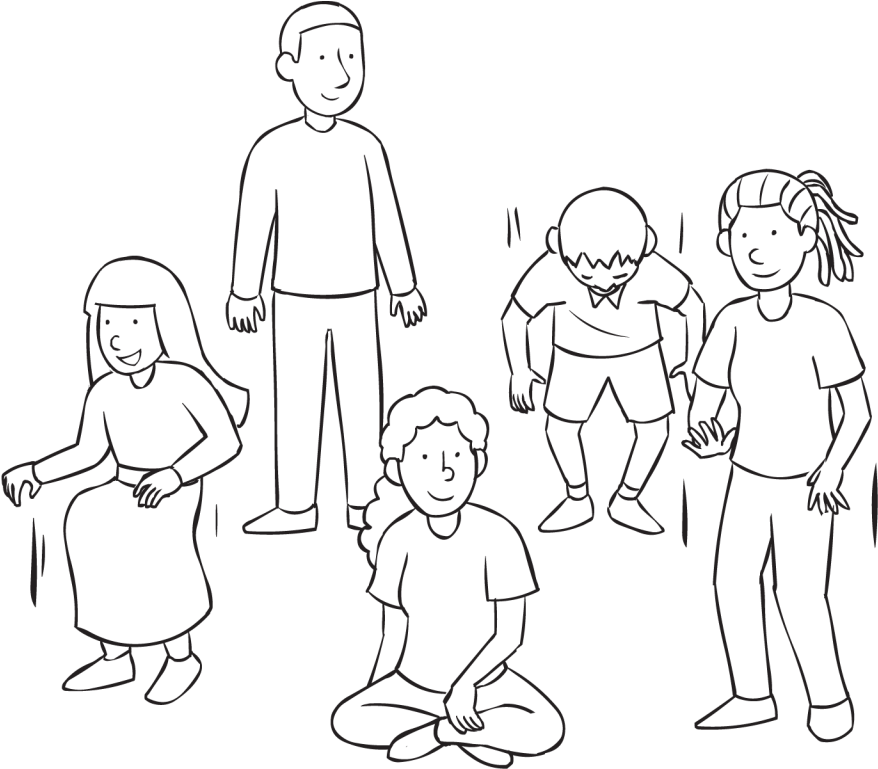 Back Group Of People Standing And Sitting As Part Of - Line Art (1024x768), Png Download
