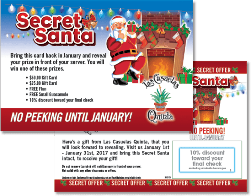 Secret Santa Scratch-off Card For Las Casuelas - Christmas Day (800x624), Png Download