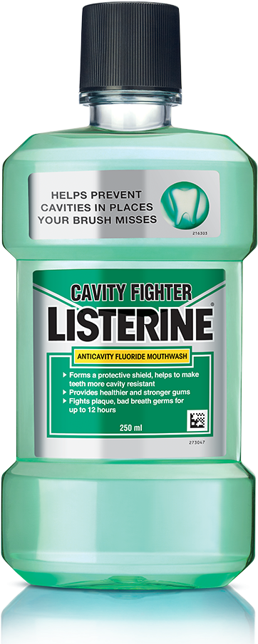 Listerine Cavity Fighter Antiseptic Mouth Wash - Listerine Cavity Protection Mouthwash 250ml (1024x1024), Png Download