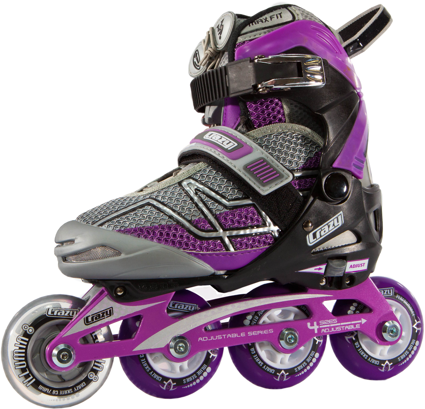 Crazy Skates 528 Adjustable Purple And Black Recreational - Inline Roller Skates Png (1396x1320), Png Download