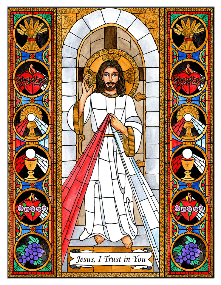 Divine Mercy - Stained Glass (1200x972), Png Download