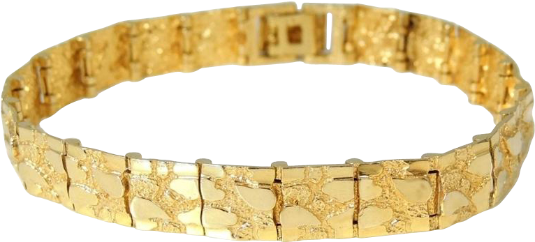 14k Gold Nugget Bracelet - Men's 14k Solid Yellow Gold Nugget Diamond-cut Bracelet (765x765), Png Download