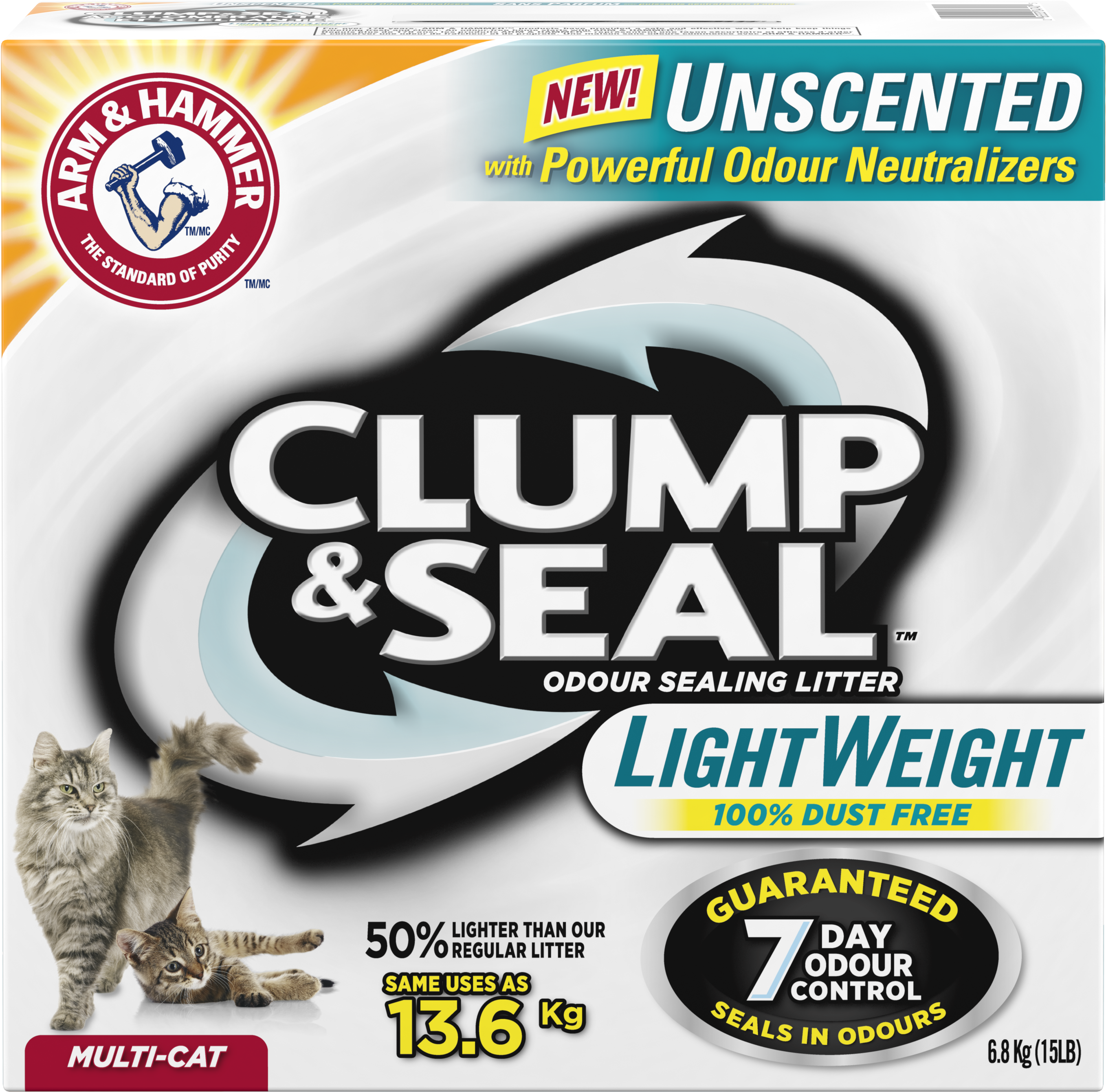 Unscented Litter2 Products - Arm & Hammer Clump And Seal Cat Litter (3000x3000), Png Download