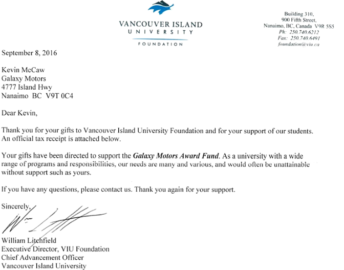 Viu-thankyou - Vancouver Island University Letter Of Acceptance (672x527), Png Download