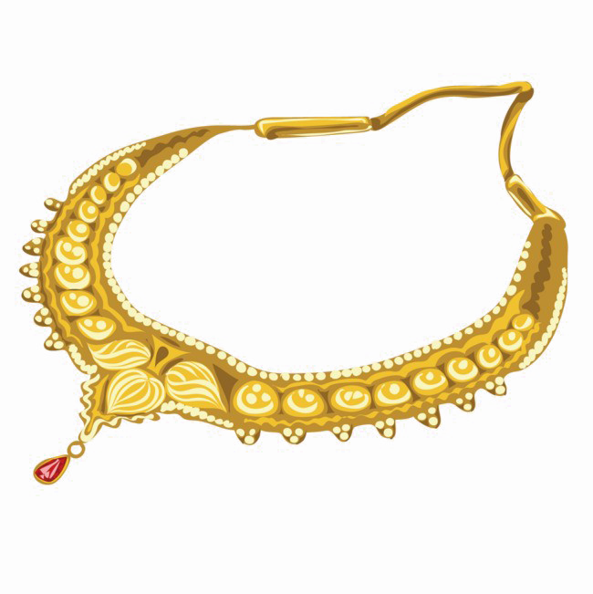 Gold Necklace Png Transparent Image - عروسة سكرابز توديع عزوبية (650x651), Png Download
