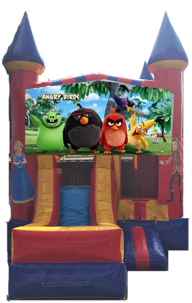 Combo Castle Front Slide Angry Birds $150 - Tangled (600x800), Png Download