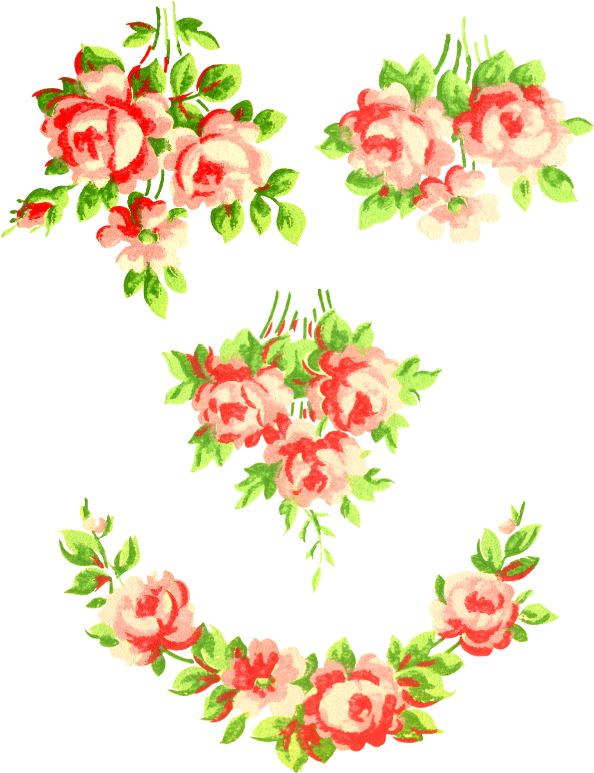 Romantic Pink Flower Border Png Pic - Art (1237x1600), Png Download