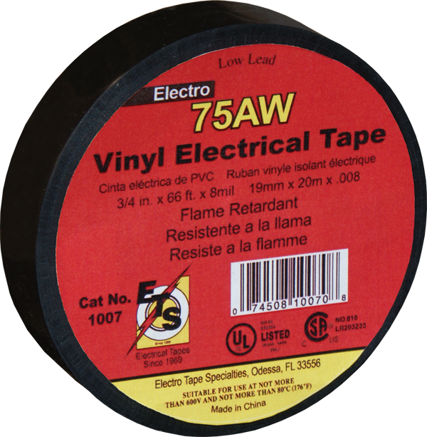Weather Resistant 8 Mil Black Electrical Tape - Electro Tape 70 General Purpose Vinyl Electrical Tape (600x613), Png Download