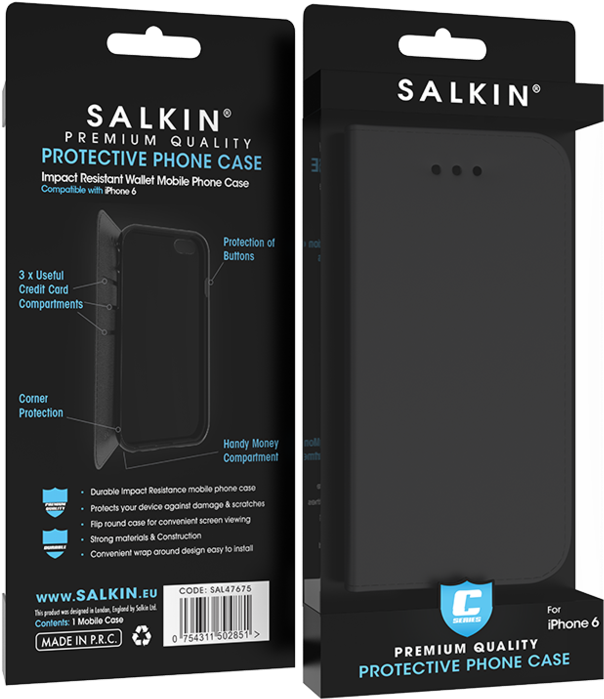 Salkin Black Wallet Case - Mobile Phone (1000x750), Png Download