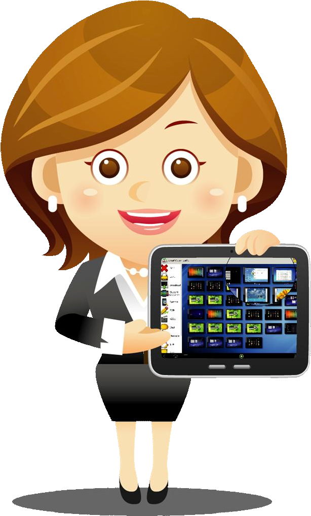 Teacher Using Technology Clipart (639x1017), Png Download