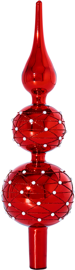 Tree Top Red With Beads Decoration - Christmas Tree (1000x1000), Png Download