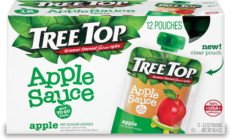No Sugar Added Apple Sauce - Tree Top Apple Sauce - 12 Pack, 3.2 Oz Pouches (750x750), Png Download