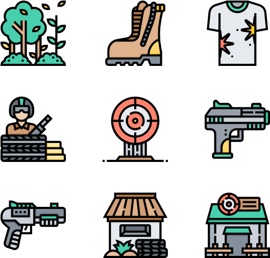 Paintball And Bb Gun - Icon Line Art Food Delivery (600x564), Png Download