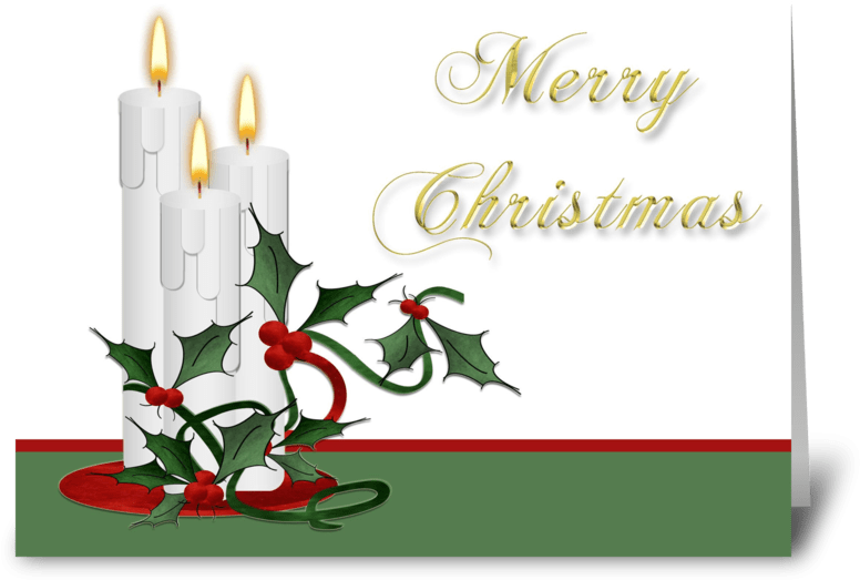 Candles With Holly, Merry Christmas Greeting Card - Christmas Candles Oval Ornament (848x698), Png Download