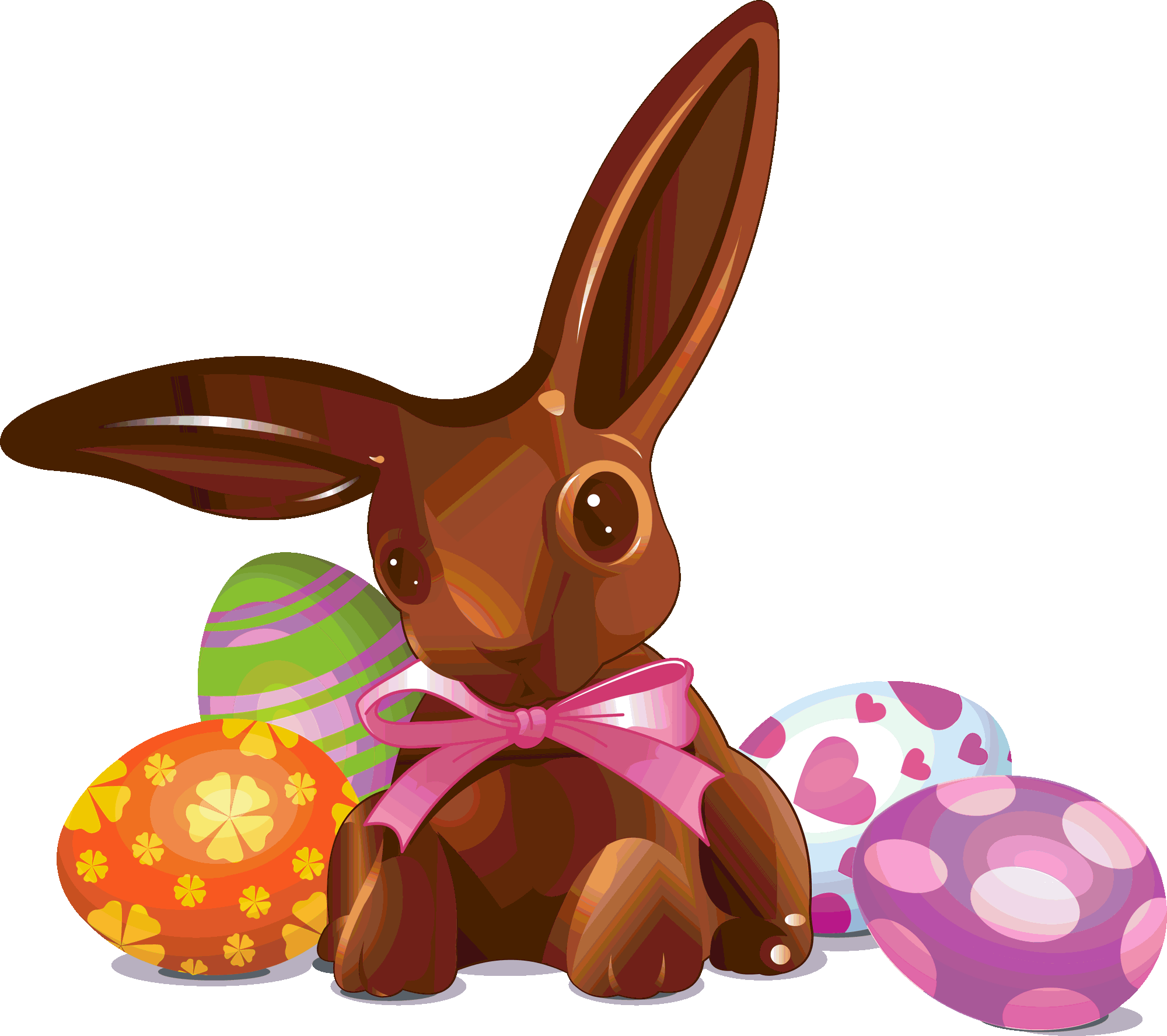 Easter-chocolate Bunny And Eggs - Chocolate Easter Eggs And Bunnies (2000x1775), Png Download
