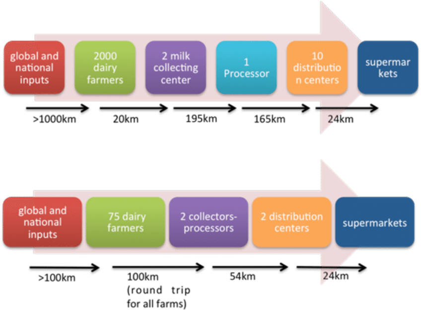 2 Supply Chains Of The Two Milk Case Studies - Diagram (850x656), Png Download
