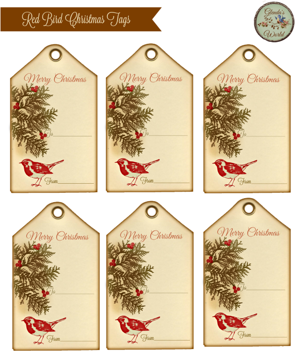 This A Simple Gift Tag I Made Using A Cute Red Bird - Printable Vintage Gift Tags Christmas (600x750), Png Download