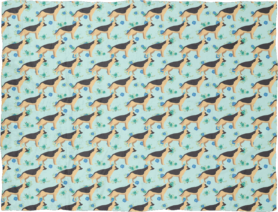 Floral German Shepherd Blanket - German Shepherd Dog Fleece Throw Blanket 50 X 60 (1024x1024), Png Download
