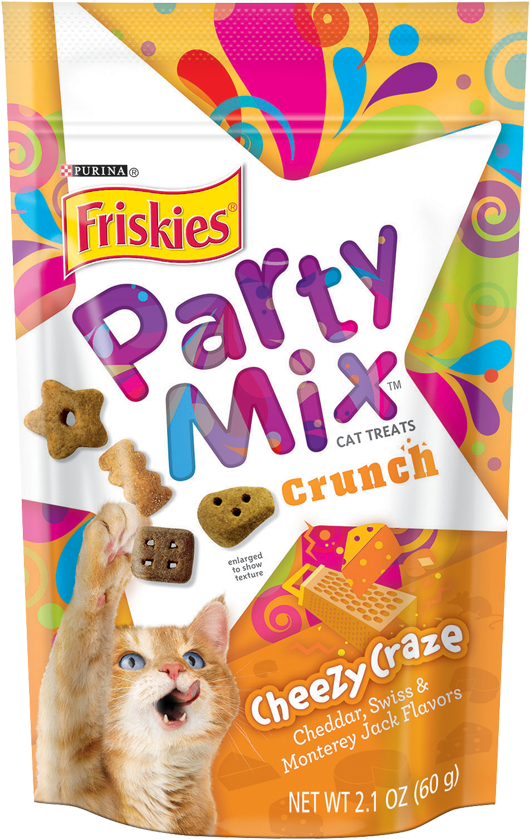 Friskies Party Mix Crunch Cheezy Craze Cat Treats - Party Mix Cat Food (800x1000), Png Download