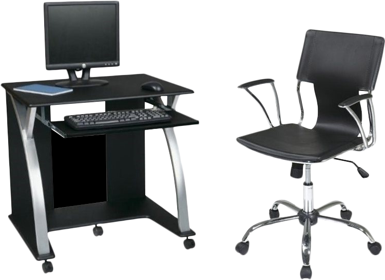 Office Star Saturn Computer Desk Black Pvc Veneer And - Scranton & Co Computer Desk In Black (798x798), Png Download