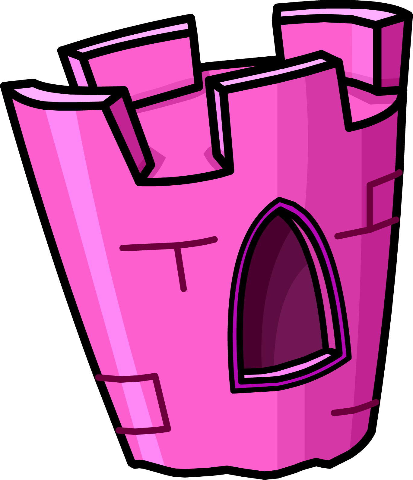 Pink Plastic Castle - Club Penguin Castle (1369x1593), Png Download