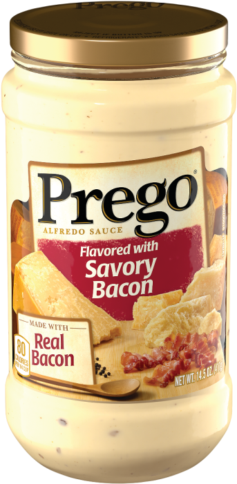 Flavored With Savory Bacon Alfredo Sauce - Prego Bacon Alfredo Sauce (700x700), Png Download