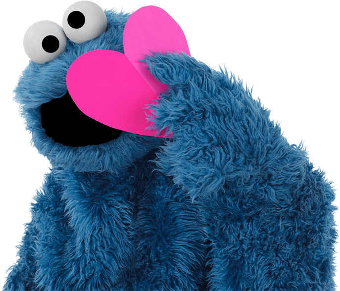 Cookie Monster With Heart (700x593), Png Download