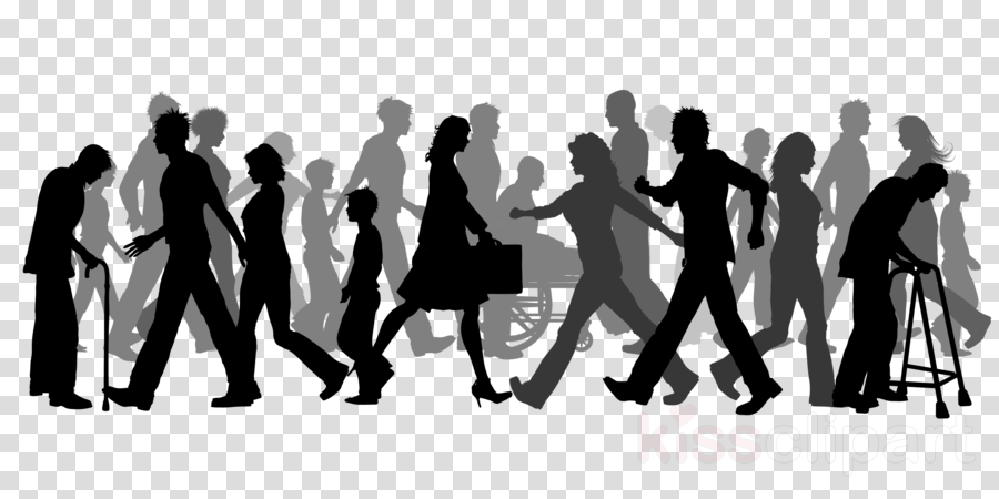 Download Group Of People Walking Silhouette Clipart - Vector People