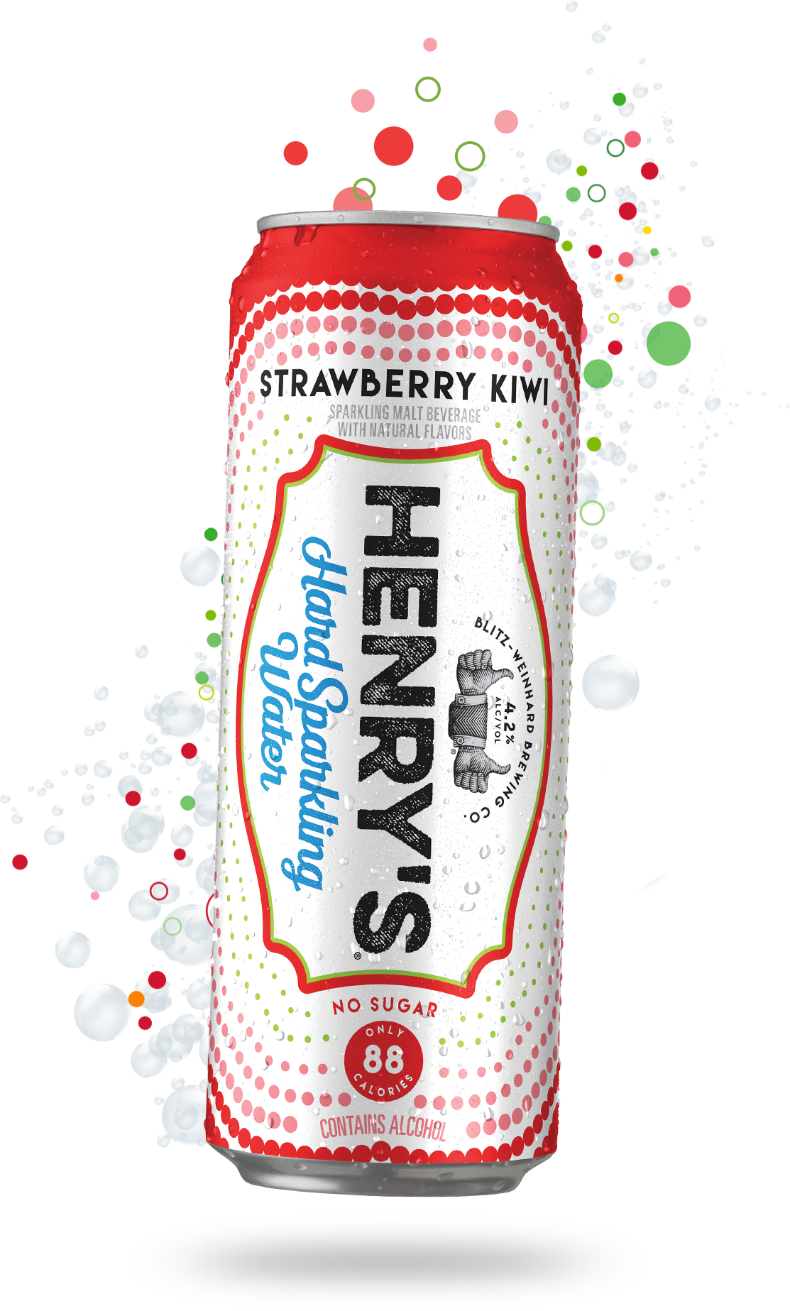 Strawberry Kiwi - Henry's Hard Sparkling Water (1113x1847), Png Download
