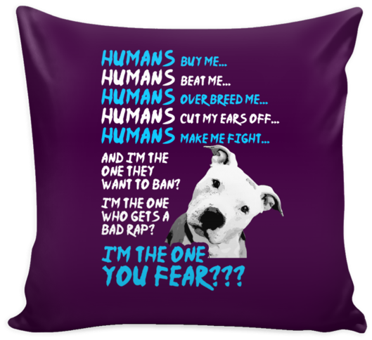 Pit Bull Fear Pillow Cover - Pillow (600x600), Png Download