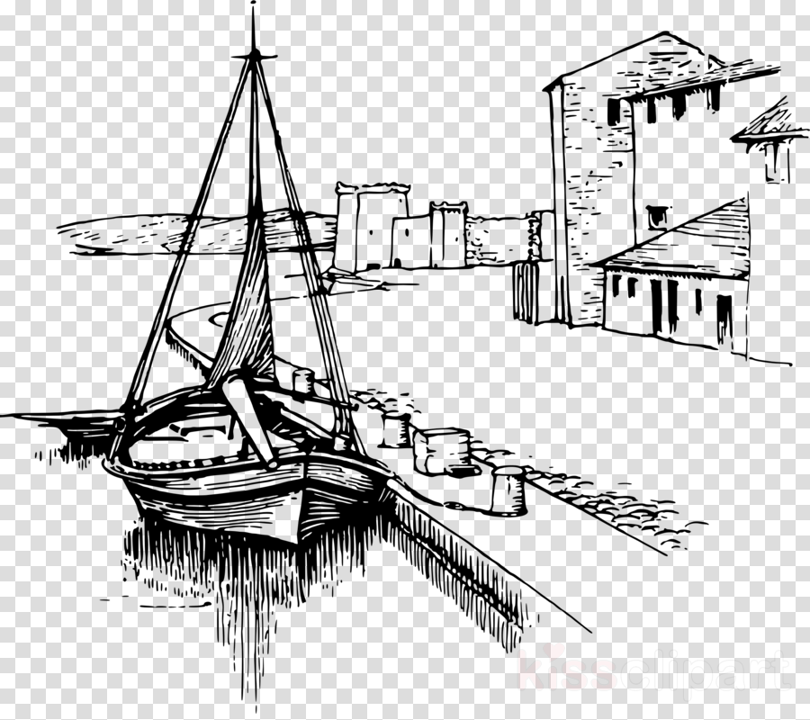 Download Sailing Ship Clipart Sailing Ship Boat Sketch - Clip Art (900x800), Png Download