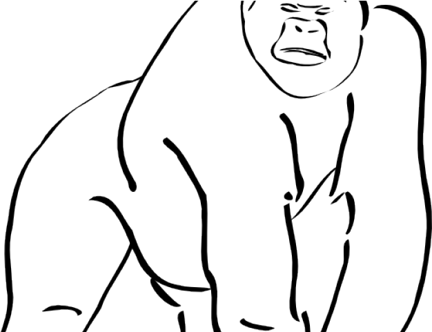 Gorilla Clipart Footprint - Gorilla Cartoon Black And White (640x480), Png Download