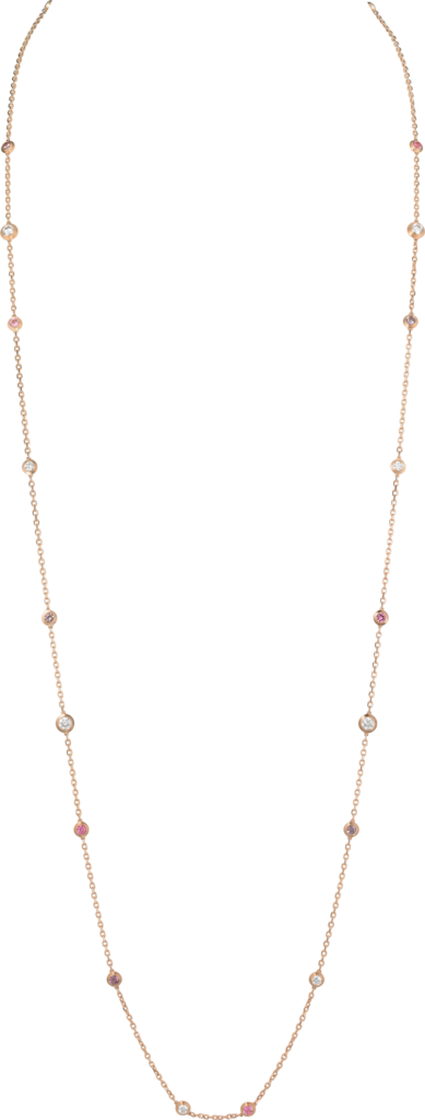 Diamants Légers Long Necklacepink Gold, Spinels, Diamonds - Necklace (389x1024), Png Download