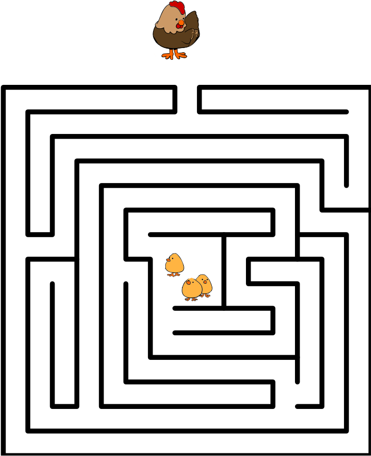 Hen And Chicks In A Labyrinth - Лабиринт Png (768x1024), Png Download